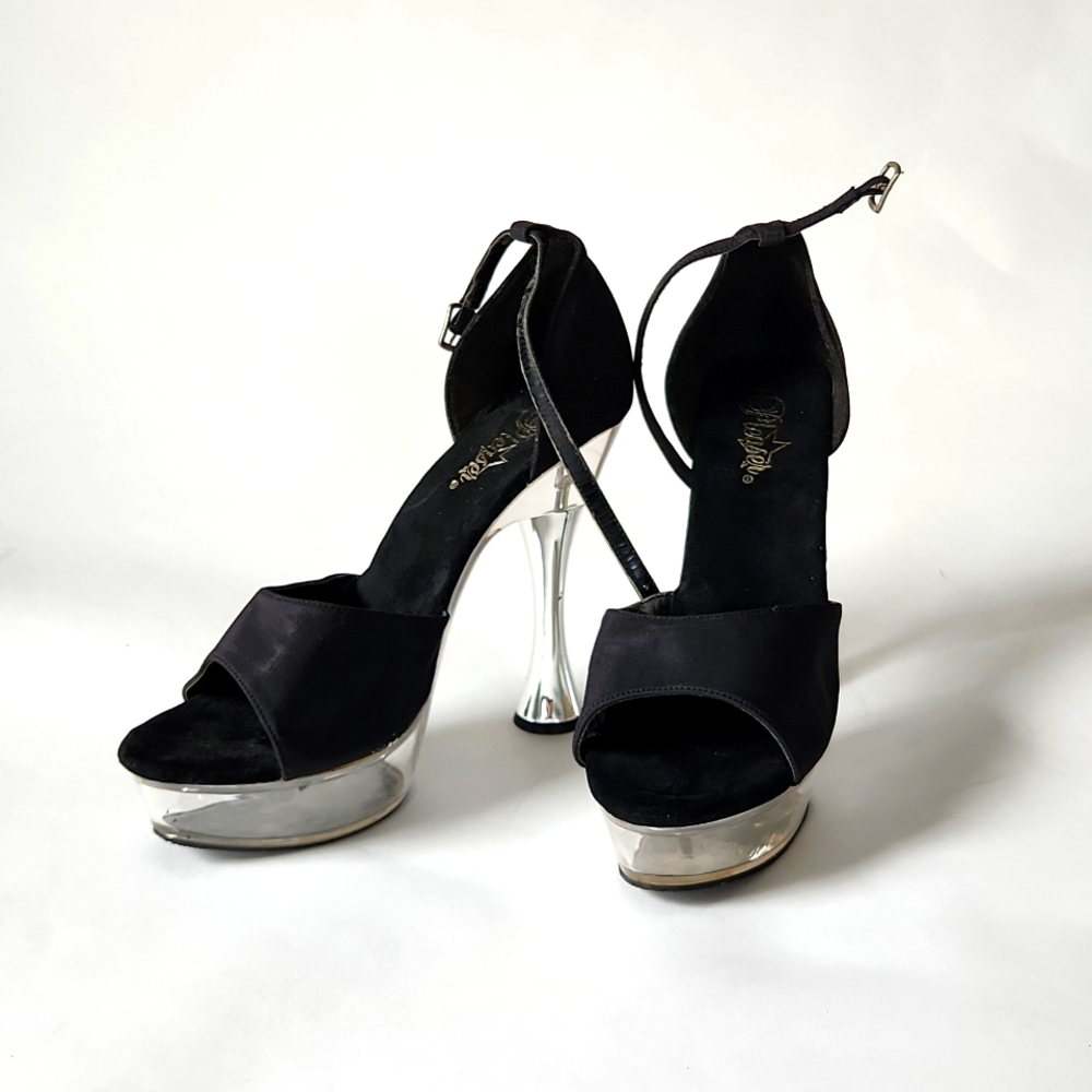 11 drag queen heels black acrylic 6" heel platform high heels Pleaser